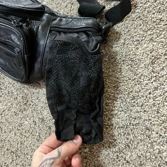 Vintage Soft Leather Fanny Pack Waist Boho Crossbody Patchwork Black Belt Bag 90 - Picture 13 of 16